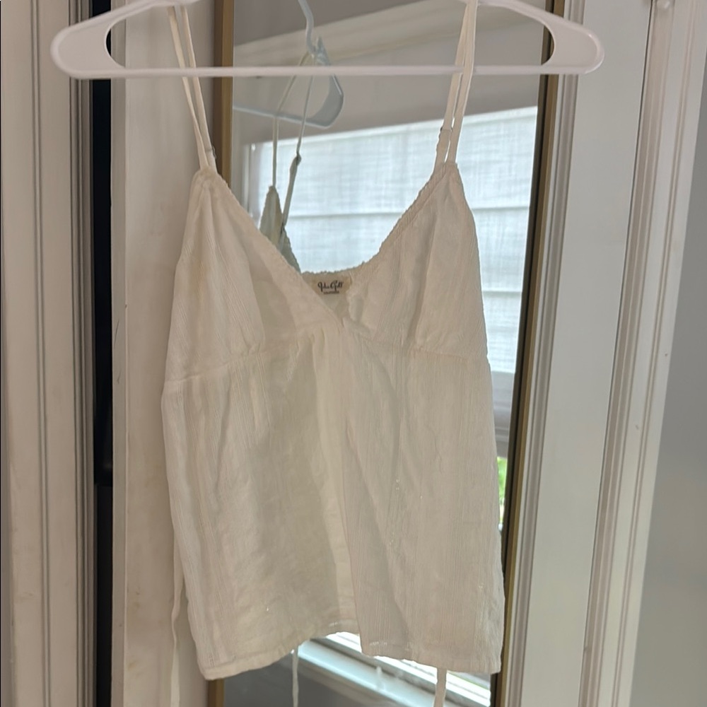 Brandy Melville Cream Lace Trim Top